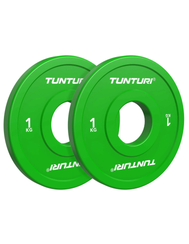 Svorio diskai TUNTURI Platinum daliniai diskai, žali, 50 mm, 2 x 1 kg