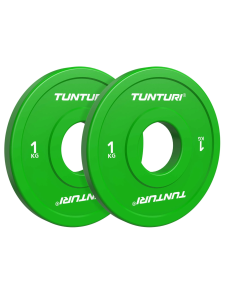 Svorio diskai TUNTURI Platinum daliniai diskai, žali, 50 mm, 2 x 1 kg