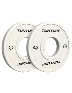 Svorio diskai TUNTURI Platinum daliniai diskai, balti, 50 mm, 2 x 0,5 kg