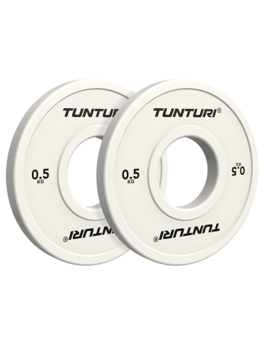 Svorio diskai TUNTURI Platinum daliniai diskai, balti, 50 mm, 2 x 0,5 kg