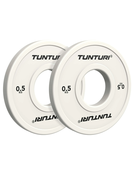 Svorio diskai TUNTURI Platinum daliniai diskai, balti, 50 mm, 2 x 0,5 kg