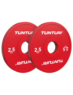 Svorio diskai TUNTURI Platinum daliniai diskai, raudoni, 50 mm, 2 x 2,5 kg