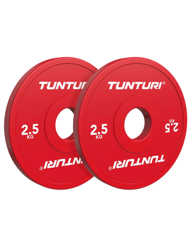Svorio diskai TUNTURI Platinum daliniai diskai, raudoni, 50 mm, 2 x 2,5 kg