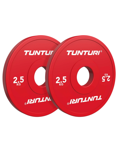 Svorio diskai TUNTURI Platinum daliniai diskai, raudoni, 50 mm, 2 x 2,5 kg