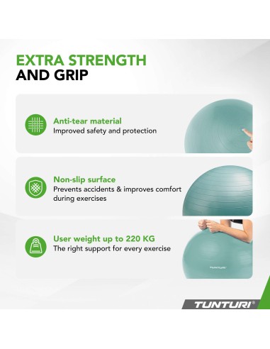 Gimnastikos kamuolys TUNTURI Gymball 55cm, Anti-Burst, Benzinas