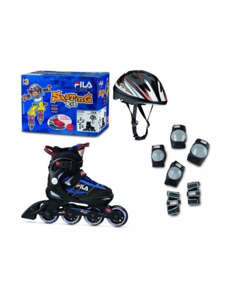 Vaikiškų riedučių komplektas FILA J-ONE COMBO 3 SET (L36-40), juoda-mėlyna-raudona