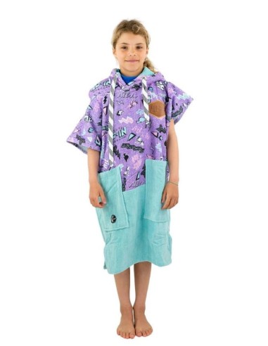 Surf pončai ir nardymo gobtuvai | Persirengimo pončai |ALL-IN Children's Poncho Pop 80s Purple – Pončas vaikams (6-9 m.)