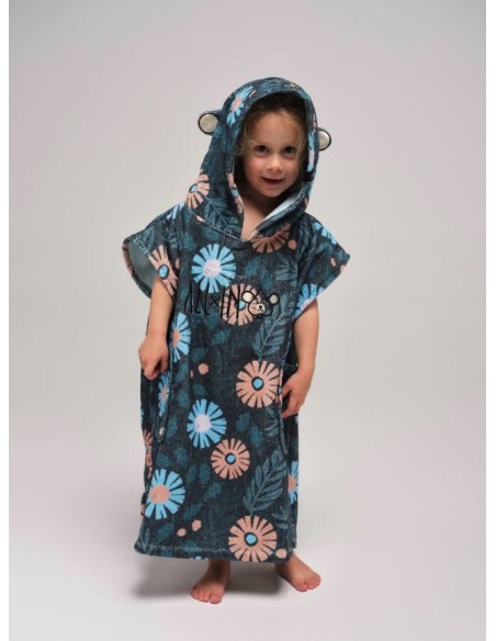 ALL-IN Children's Poncho Floral Blue – Pončas vaikams (3-6 m.)