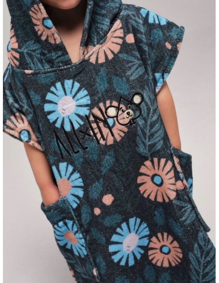 ALL-IN Children's Poncho Floral Blue – Pončas vaikams (3-6 m.)