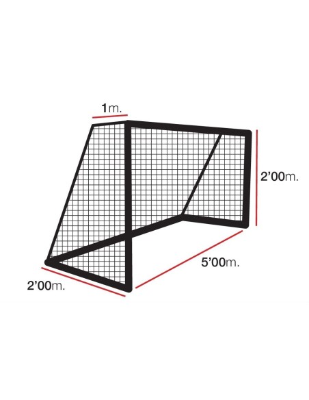 Reduced football goal net 5x2x1x2m (3mm)