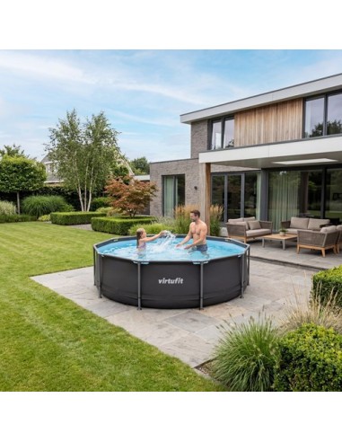 VirtuFit apvalus baseinas – Ø305 x 76 cm – antracito spalvos – su filt