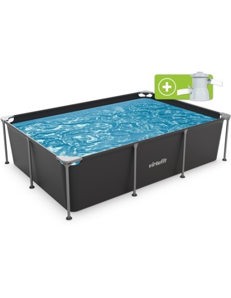 VirtuFit stačiakampis baseinas – 260 x 180 x 66 cm – antracito spalvos