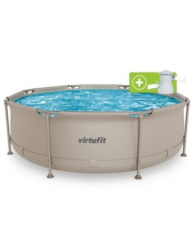 VirtuFit apvalus baseinas - 244 cm - smėlio spalvos - su filtro siurbl