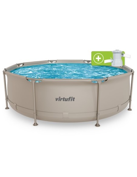 VirtuFit apvalus baseinas - 244 cm - smėlio spalvos - su filtro siurbl