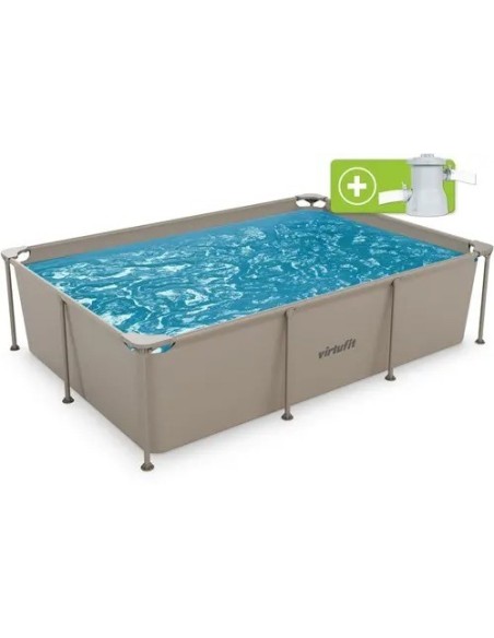 VirtuFit stačiakampis baseinas - 260 × 180 cm - smėlio spalvos - su fi