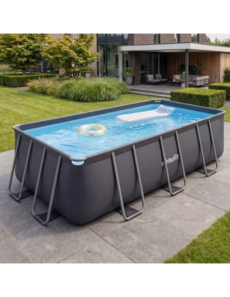 VirtuFit stačiakampis baseinas - 400 × 200 × 122 cm - antracito spalvo