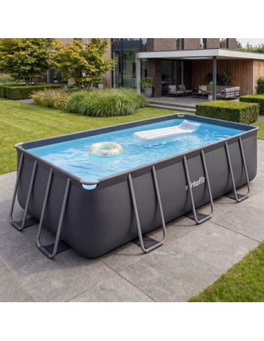 VirtuFit stačiakampis baseinas - 400 × 200 × 122 cm - antracito spalvo