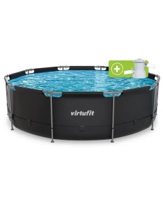 VirtuFit apvalus baseinas - 366 cm - antracito spalvos - su filtro siu