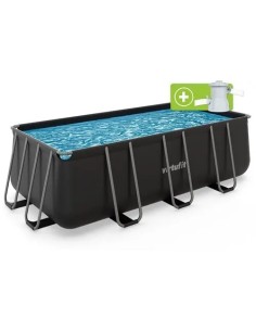 VirtuFit stačiakampis baseinas - 400 × 200 × 122 cm - antracito spalvo