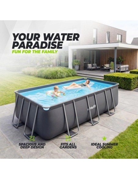VirtuFit stačiakampis baseinas - 400 × 200 × 122 cm - antracito spalvo