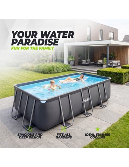 VirtuFit stačiakampis baseinas - 400 × 200 × 122 cm - antracito spalvo
