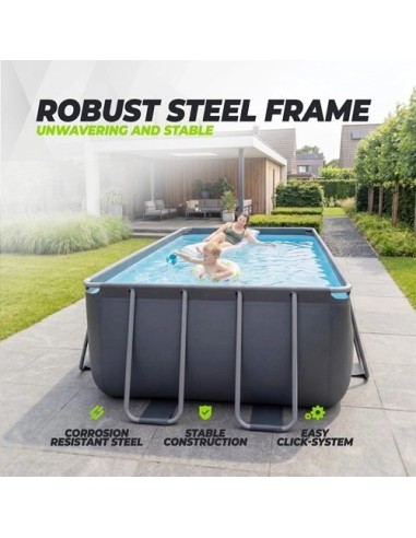 VirtuFit stačiakampis baseinas - 400 × 200 × 122 cm - antracito spalvo