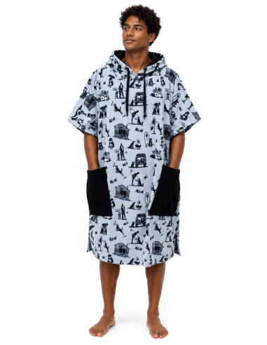 ALLxIN hooded poncho loose-fitting cotton poncho "Kai" (V-Shape)