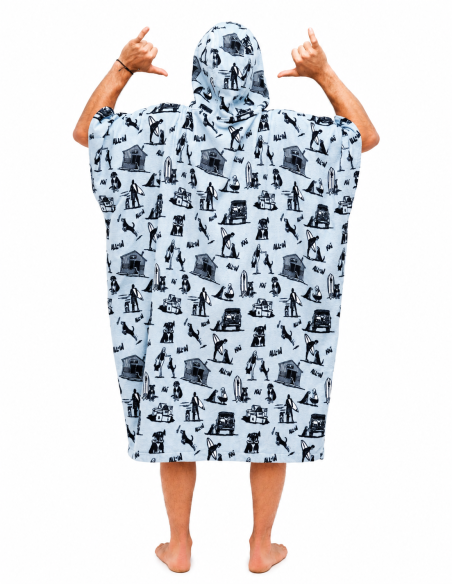 ALLxIN hooded poncho loose-fitting cotton poncho "Kai" (V-Shape)