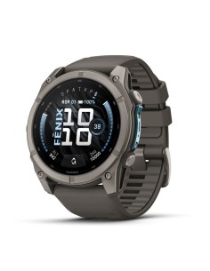 Fenix® 9 – 51 mm, Titanas su akmenėlių pilkos spalvos silikoniniu dirželiu