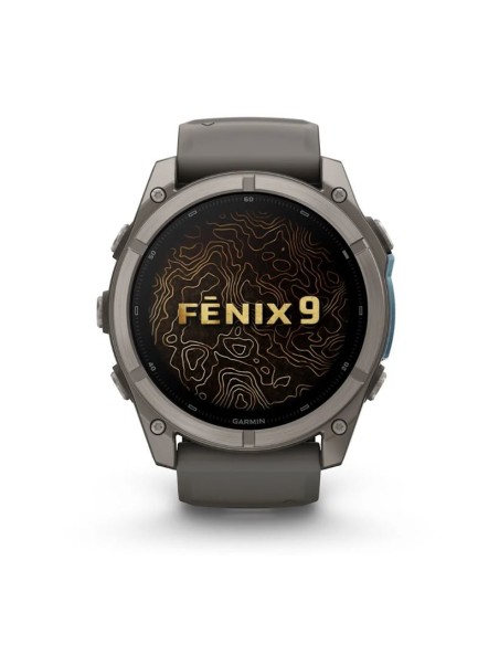 Fenix® 9 – 51 mm, Titanas su akmenėlių pilkos spalvos silikoniniu dirželiu