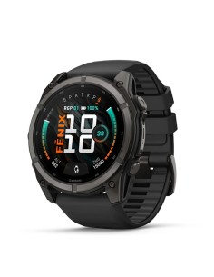 Fenix® 9 – 51 мм, темно-серый, титан с DLC-покрытием, с черным силиконовым ремешком.