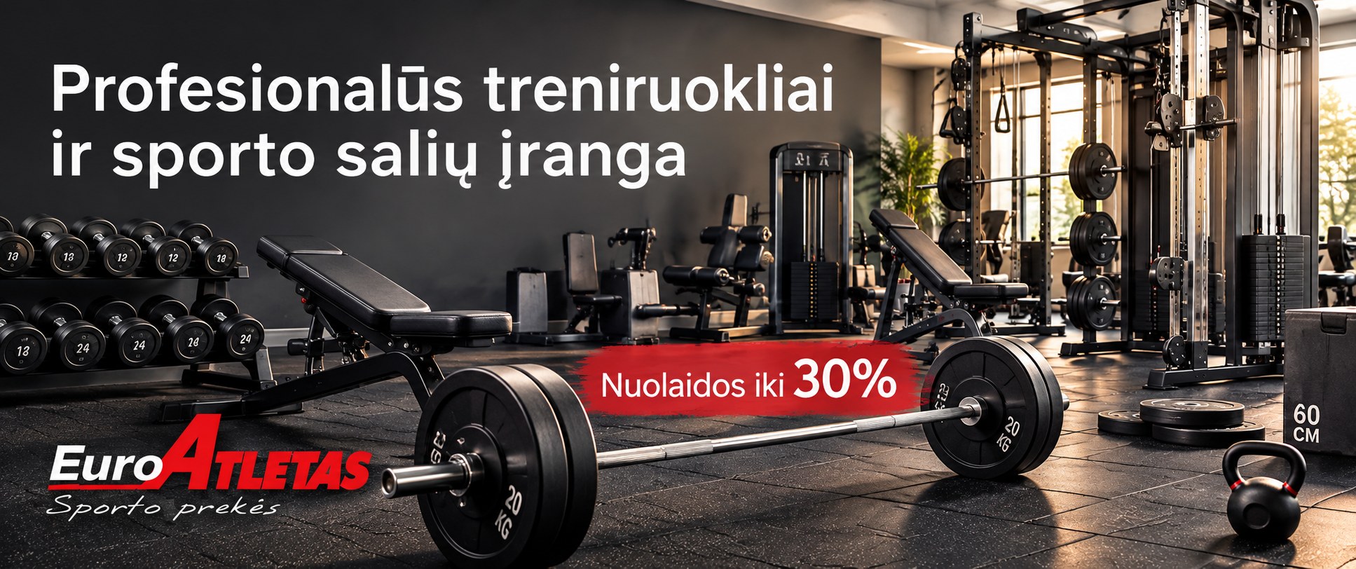 Profesionalūs treniruokliai ir sporto įranga - nuolaidos iki 30%