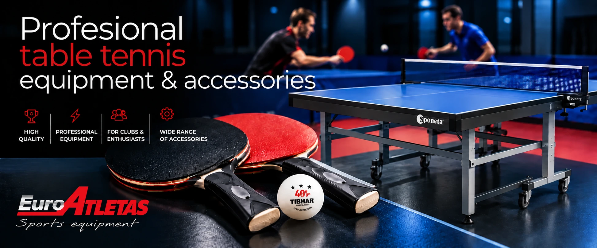 Professional table tennis equipment and accessories